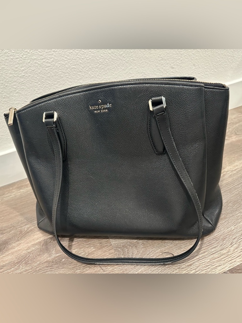 Kate Spade New York Madison Commuter Tote Shoulder Bag Black Leather Purse